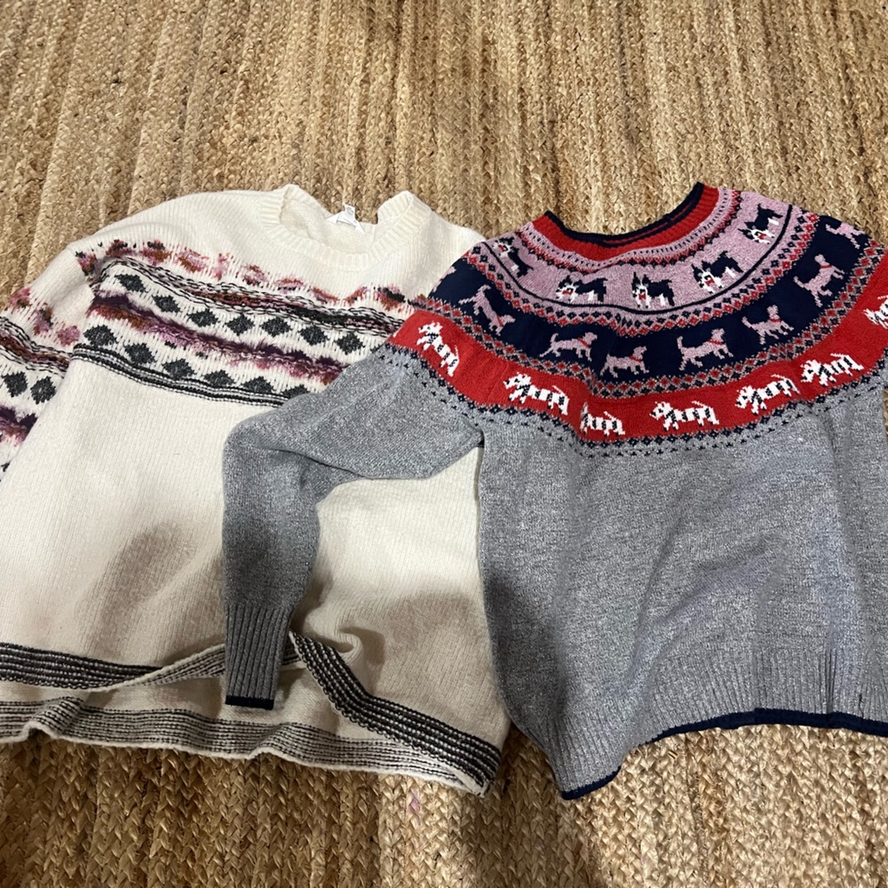 Cozy Gray and Cream Sweaters with Patterned Design